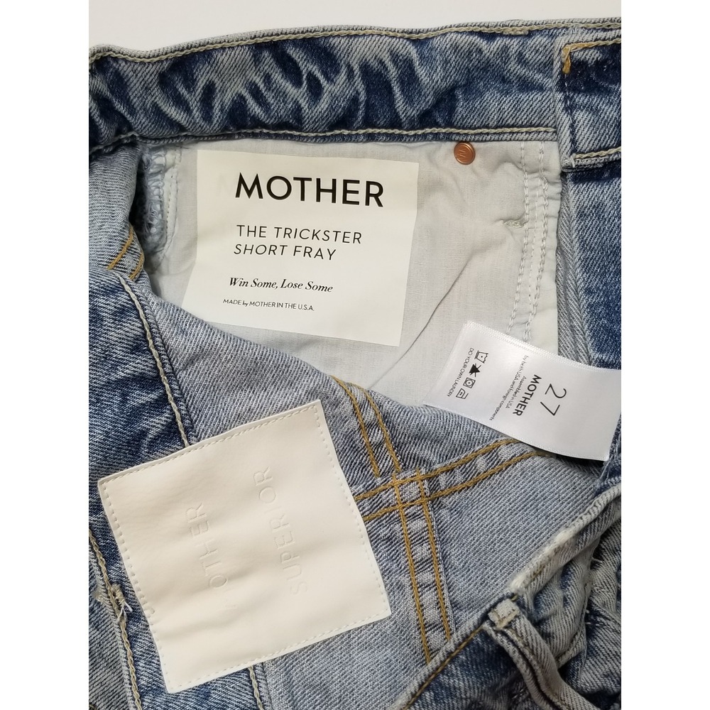 MOTHER Denim Trickster Short Fray Win Some Lose Some Light Wash Size 27 $248 - Picture 15 of 16